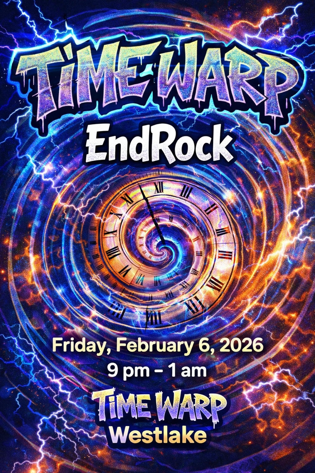 EndRock flyer: Time Warp February show